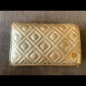 Tory Burch Gold Quilted Wallet